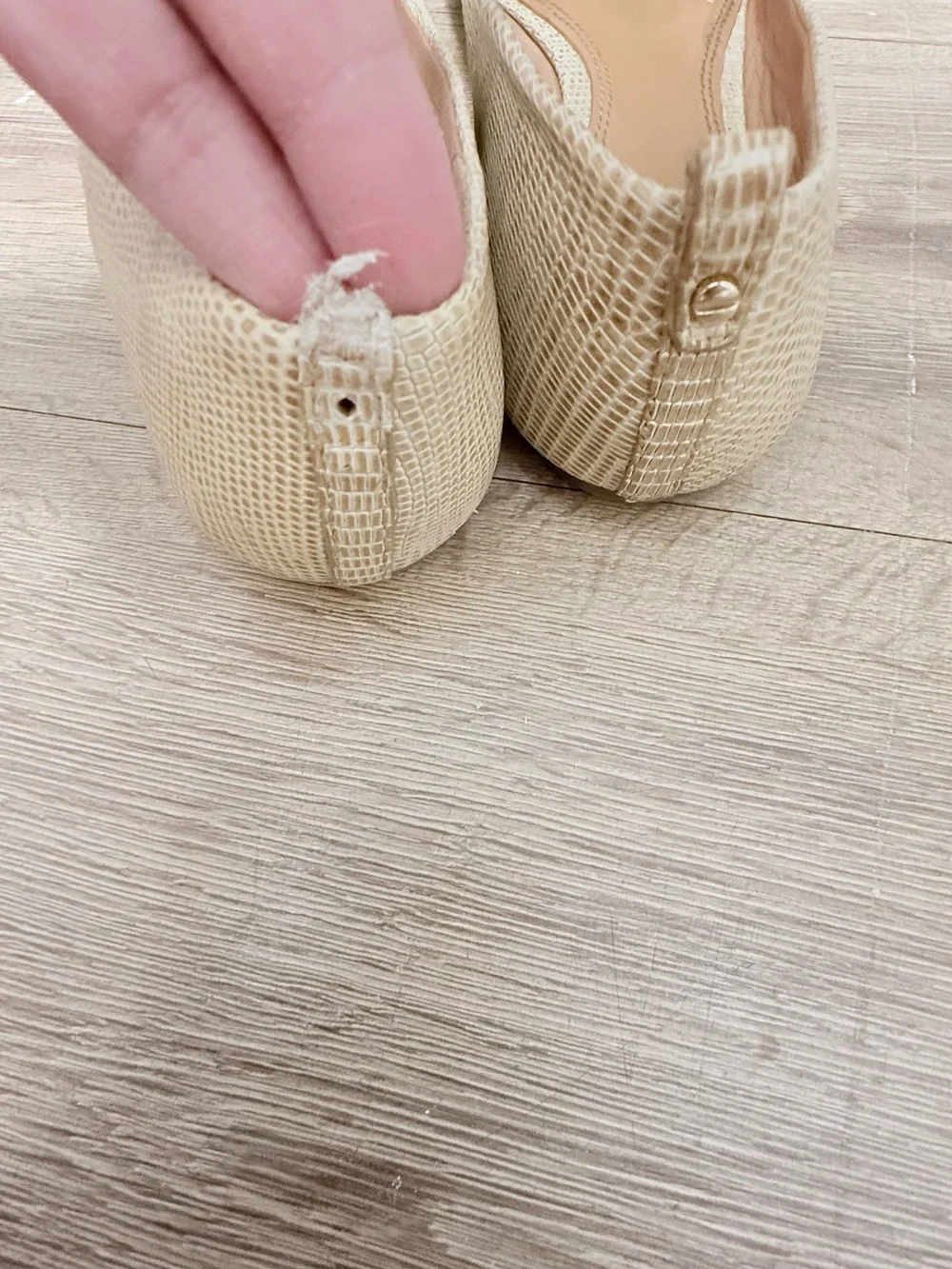 Tory Burch Neutral Beige Woven Logo Ballet Flats